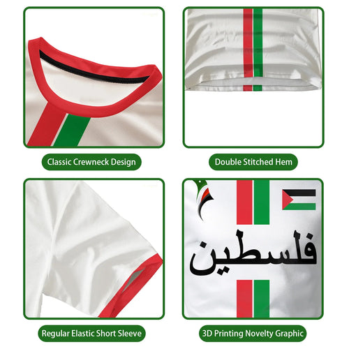 Palestine Football Graphic Short Sleeve T-shirt For Sports Outfits