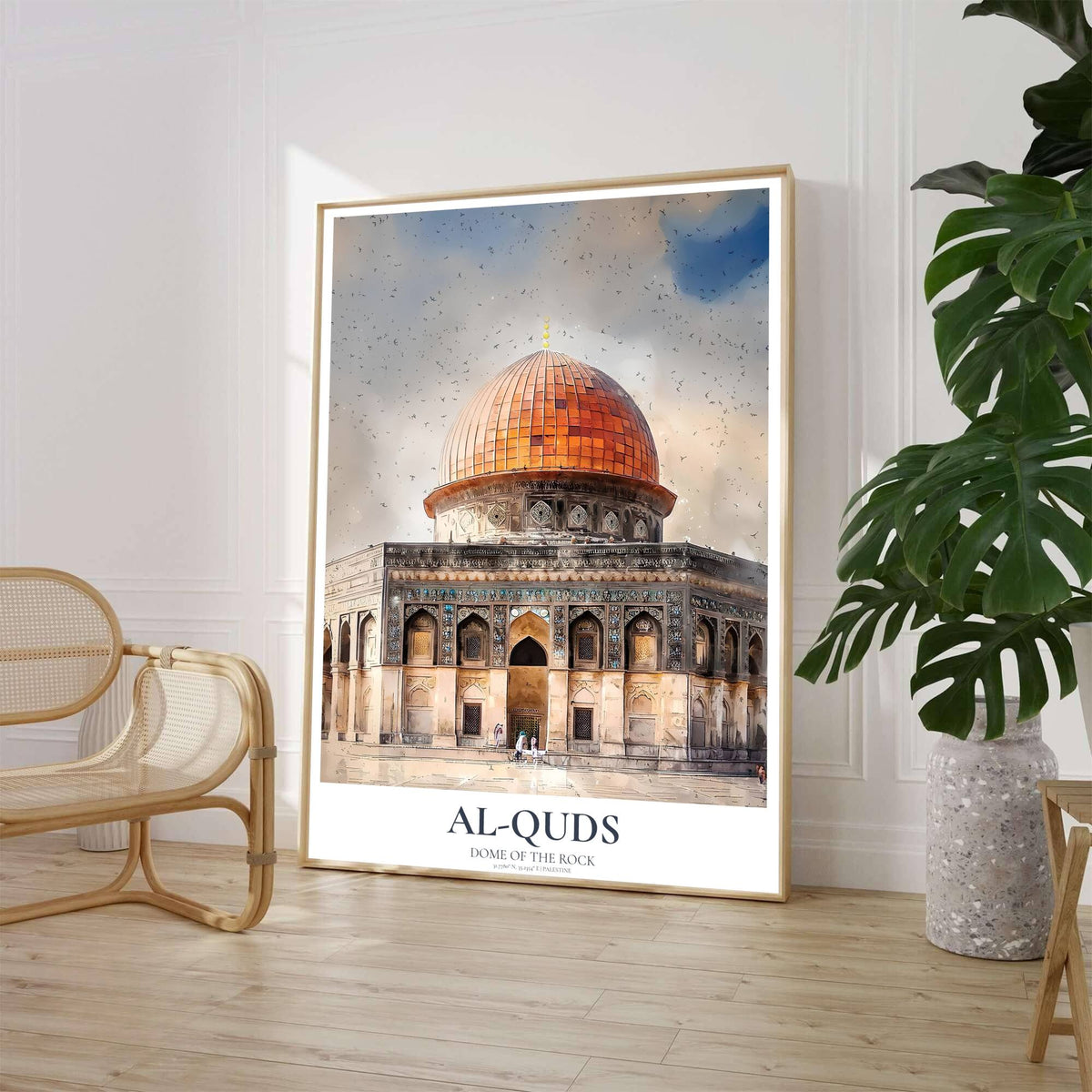 Al Aqsa Dome of the Rock Poster - Jerusalem Palestine Watercolor Art Print