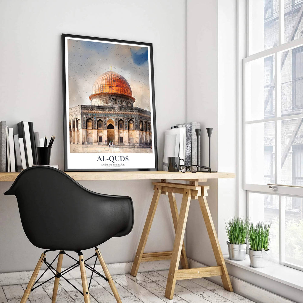 Al Aqsa Dome of the Rock Poster - Jerusalem Palestine Watercolor Art Print
