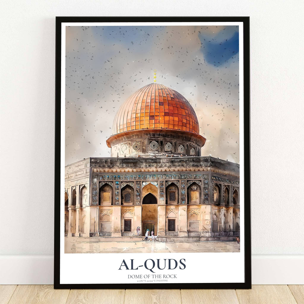 Al Aqsa Dome of the Rock Poster - Jerusalem Palestine Watercolor Art Print