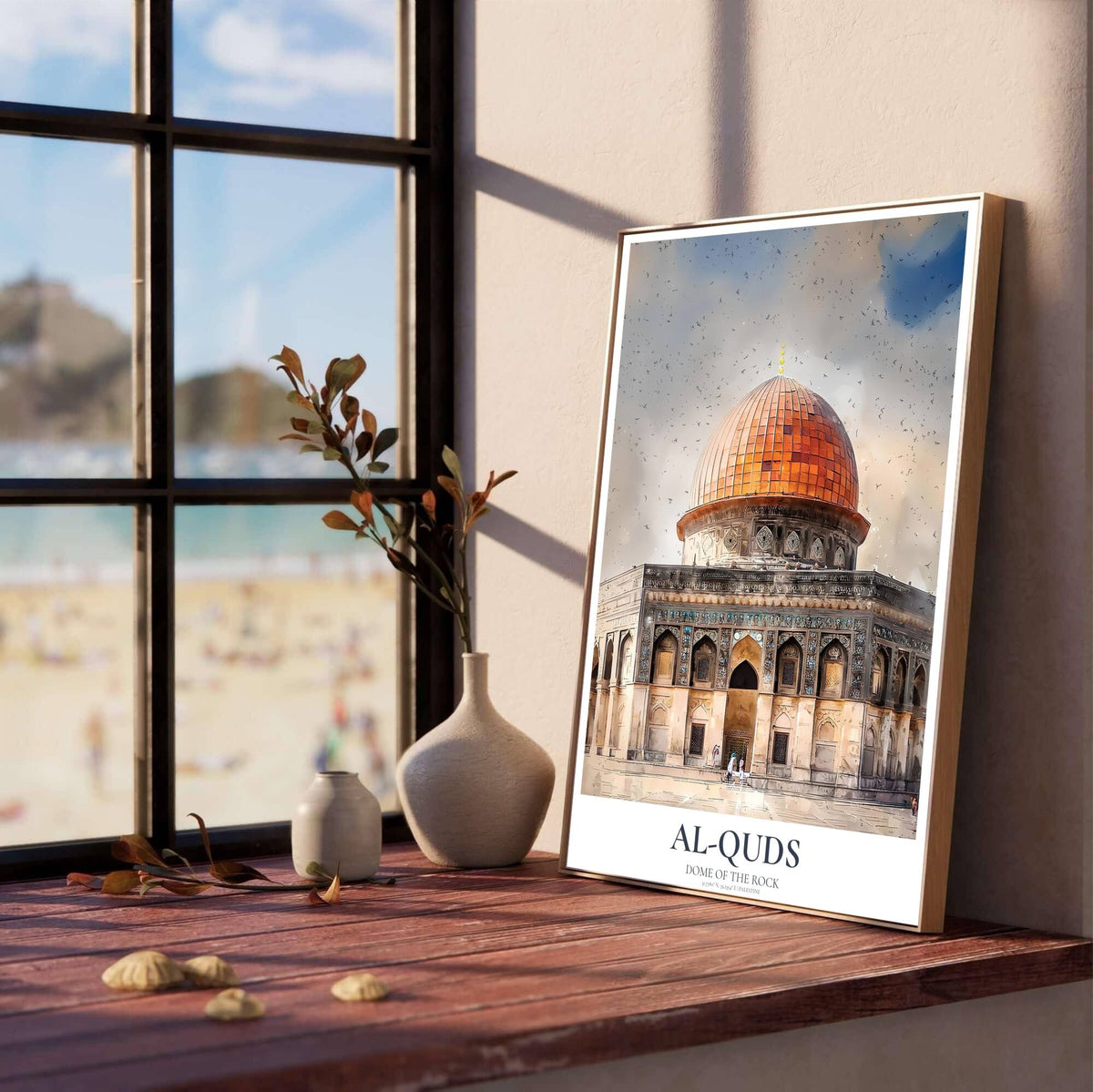 Al Aqsa Dome of the Rock Poster - Jerusalem Palestine Watercolor Art Print