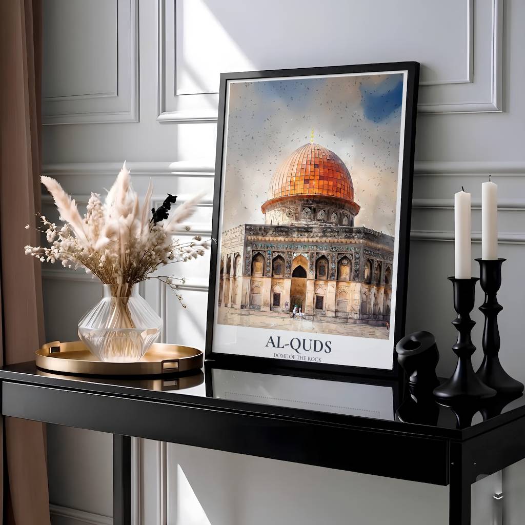 Al Aqsa Dome of the Rock Poster - Jerusalem Palestine Watercolor Art Print