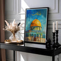 Palestine Calligraphy Dome of the Rock Poster - Jerusalem Al Quds Watercolor Print